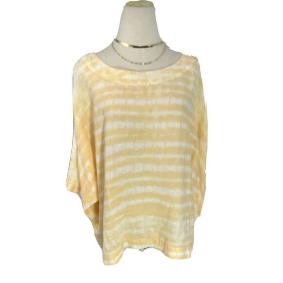 J. Jill Pure Jill Boxy 100% Linen Top Large Tie Dye Shibori Kimono - Picture 2 of 14